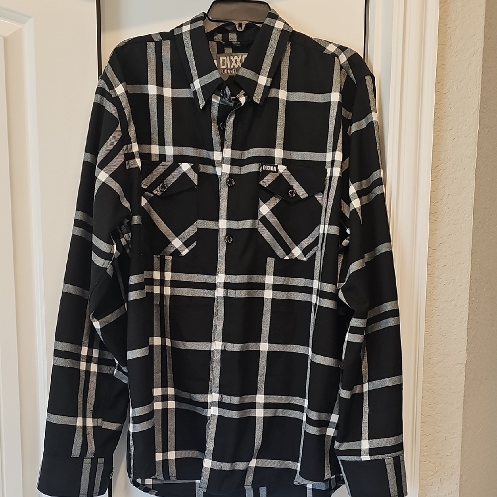 DIXXON  Black And White Plaid Men's Shirt Size XL